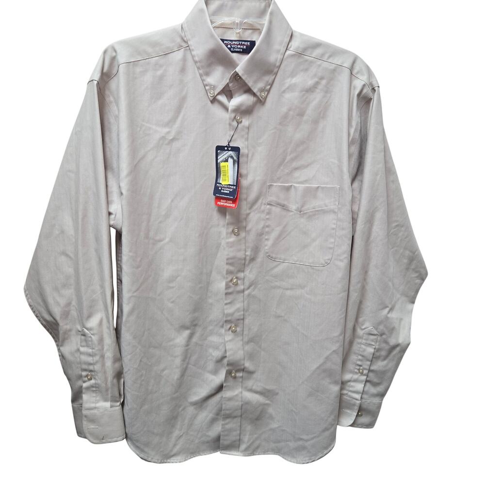 Roundtree & Yorke Button Down Shirt Mens M Long Sleeve Easy Care Performance NWT